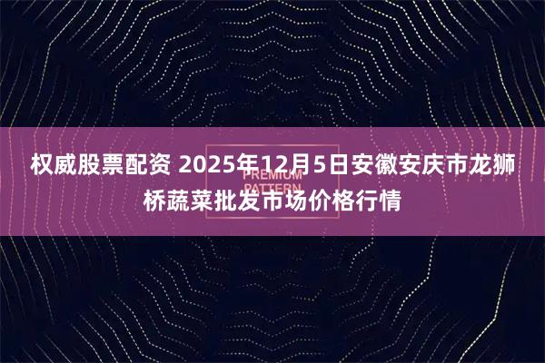 权威股票配资 2025年12月5日安徽安庆市龙狮桥蔬菜批发市场价格行情